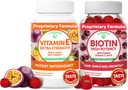 Lunakai Vitamina E y Biotina Gummies Bundle - 3000 mcg Gummies for Adults Energy Support and Bone Health - Vitaminas para el cabello, la piel y la apariencia juvenil