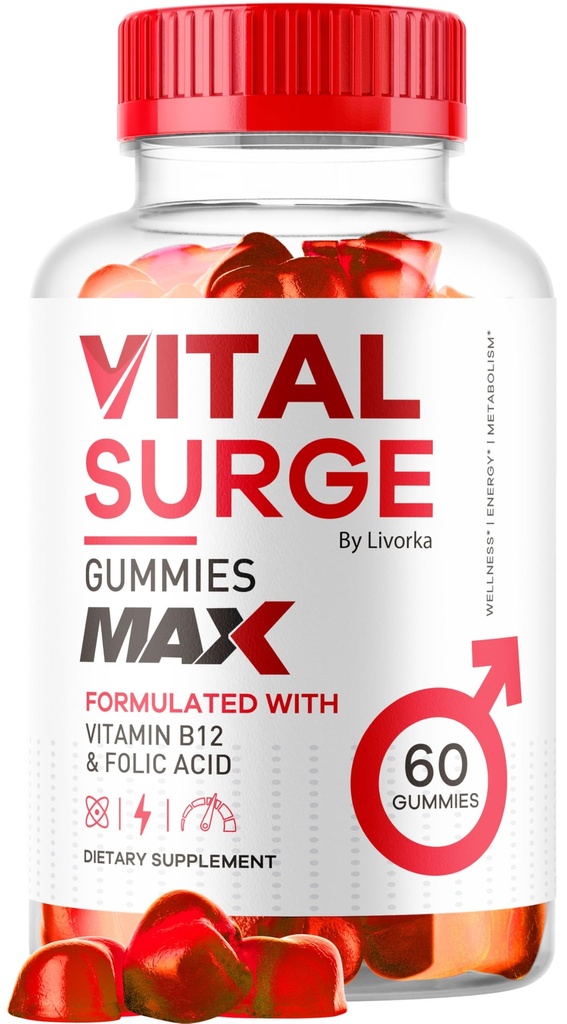 Vital Surge - Vital Surge para Hombres Gummies, Vital Vita Surge Max Maximum Strength 1050 MG, VitalSurge Supplement Support Gummy Advanced Formula, Premium Vitamin Gomitas (60 Gummies)