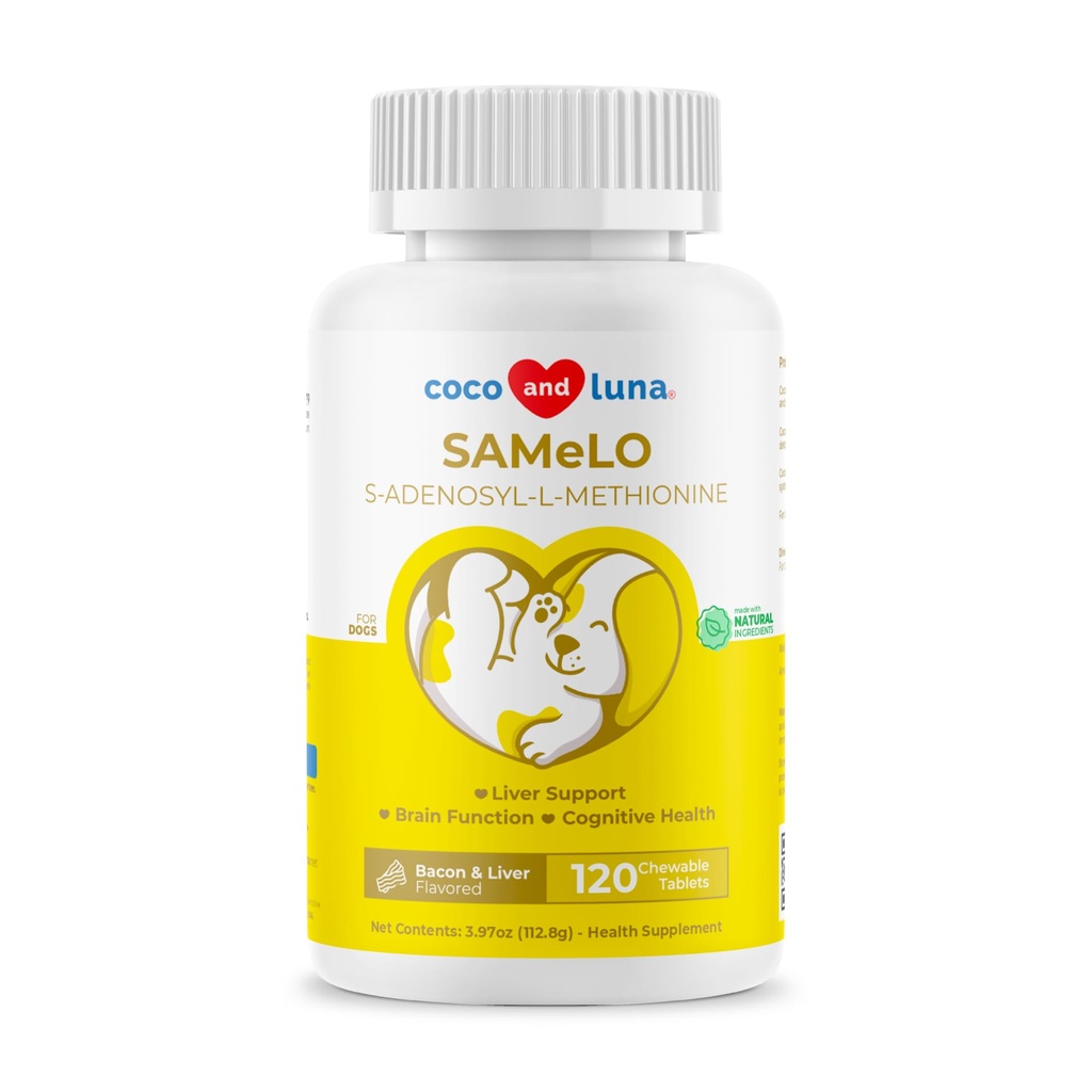 Lo mismo para los perros - 120 Tablas Chewable - S-Adenosyl-L-Metionina, Suplemento del hígado - Salud cerebral, promueve el apoyo cognitivo, soporte para el hígado (Same Tablet)