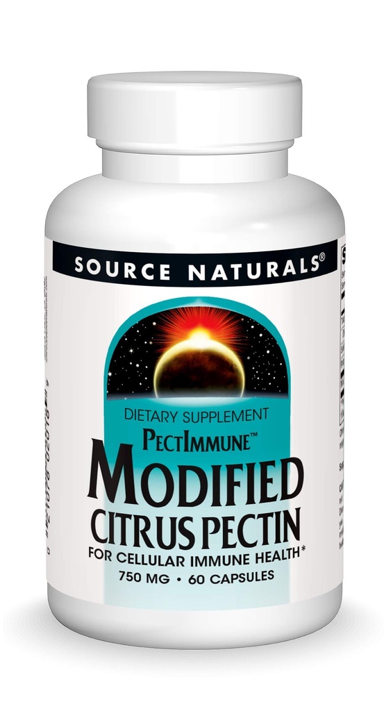 Fuente Naturales PectInmune, Citrus Modificados Pectin, Para la Salud Celular Inmunitaria*, 750mg - 60 cápsulas