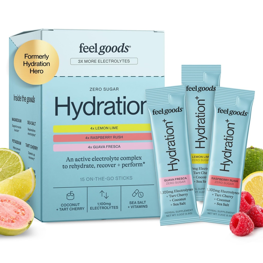 Siente los bienes Hidratación Héroe, Variedad Pack, 1000 mg Electrolitos Polvo, Sugar Gratis, Magnesio, Aloe Ecológico Vera, L Theanine, Vitamina C, Vegan, No GMO, En los paquetes de electrolitos Go, 12 Cuenta
