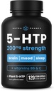 NutraChamps 5-HTP 200mg, 120 cápsulas Vegan, Pura 5HTP 100mg Plus Co-Factores Vitamina B6 y Vitamina C