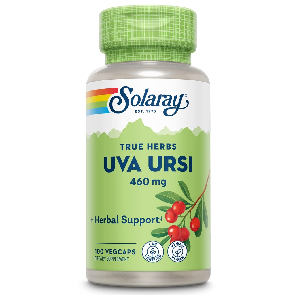SOLARAY Uva Ursi Leaf 460 mg Silencioso Vejiga Saludable, Riñón &amp; Función de Tracto urinario Apoyo ← Non-GMO Silencio 100ct (Toke 3 Daily)