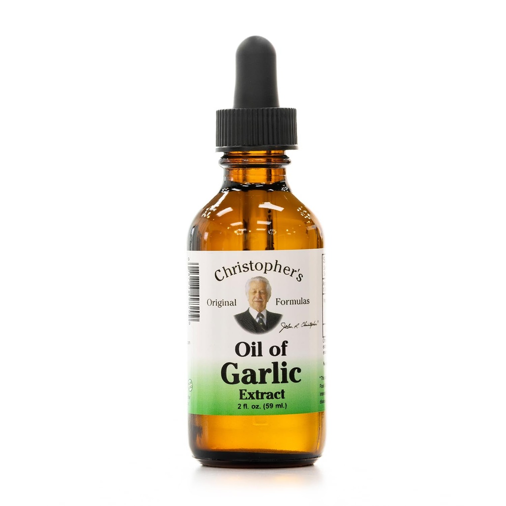 Christopher's Original Formulas Oil of Garlic Extract 2 Ounces - Pack of 1 - Premium Herbal Supplement - Cold-Presed & Pure Liquid Aceite de Ajo Silencioso Uso