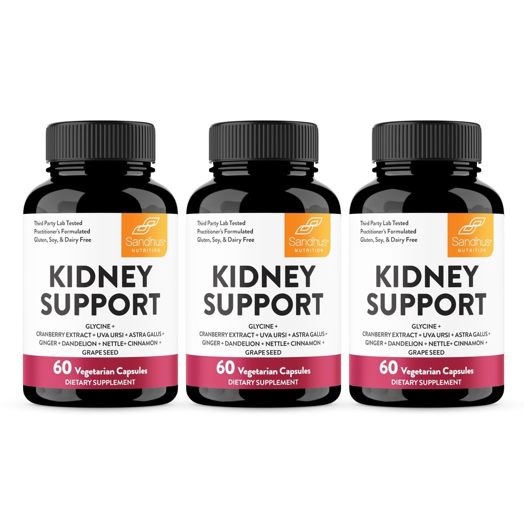 Sandhu's Kidney Cleanse Detox &amp; Repair Support Suplemento para Hombres y Mujeres que viven con Cranberry Extract Silencio ayuda a apoyar Kidney & Urinary Tract Health ← 60 Vegetarian Capsules (Pack of 3)