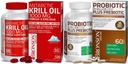 Bronson Probiotic 50 Billion CFU + Prebiótico con Apple Polyphenols & Pineapple Fruit Extrac Antarctic Krill Oil 1000 mg con Omega-3 EPA DHA