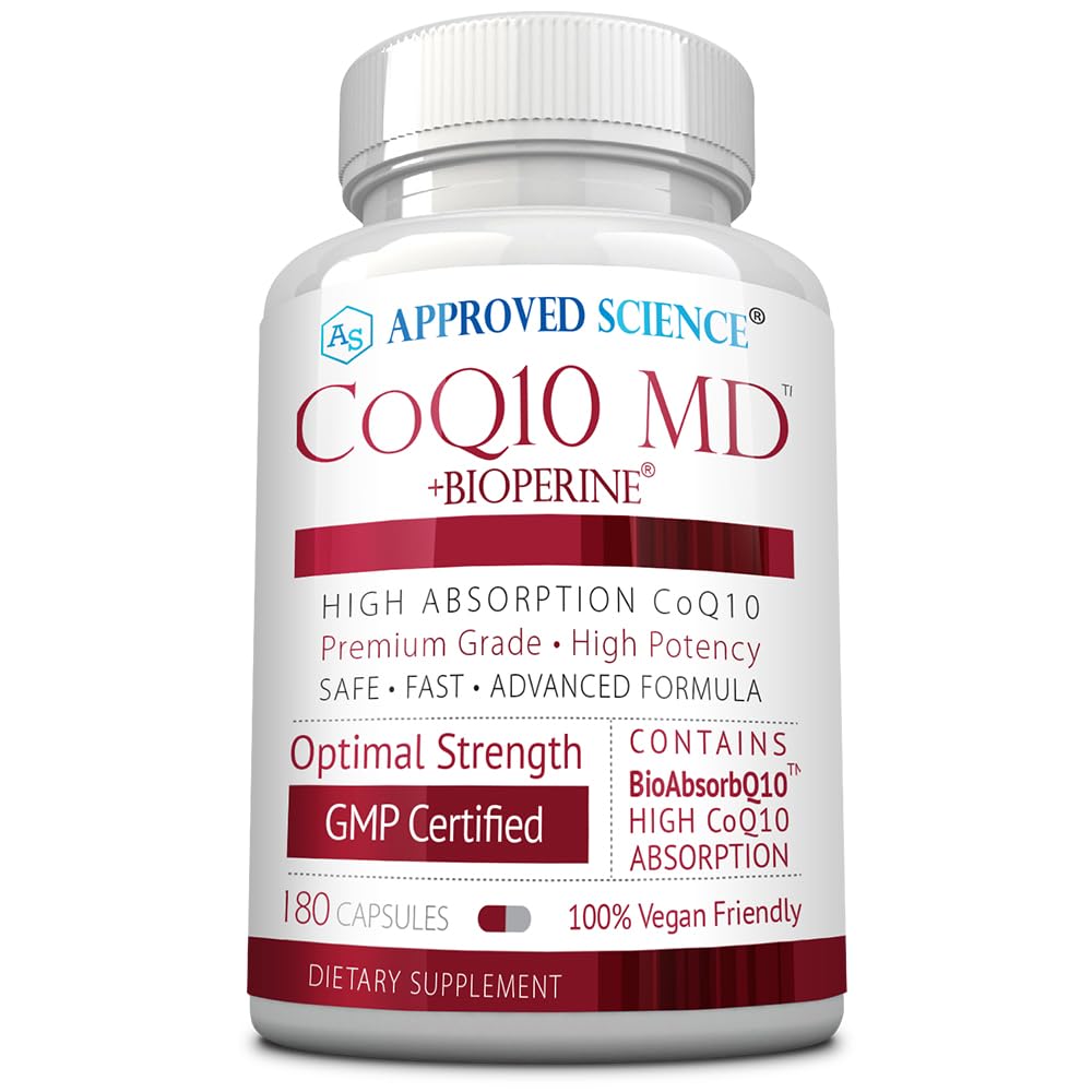Aprobado Science® CoQ10 MD - Extra Strength 300mg CoQ10 puro con Bioperine® para la absorción más rápida - Soporte óptimo - 3 meses de suministro