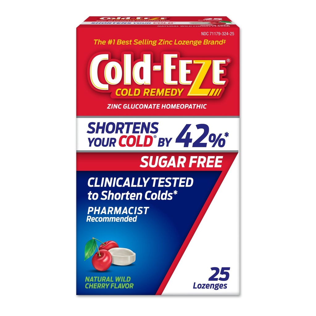 Cold-EEZE Agar-Free, Natural Wild Cherry Zinc Lozenges, Homeopático Cold Remedy, Acorta el frío común, Sore Throat, Cough, Congestión " Post Nasal Drip, 25 Ct