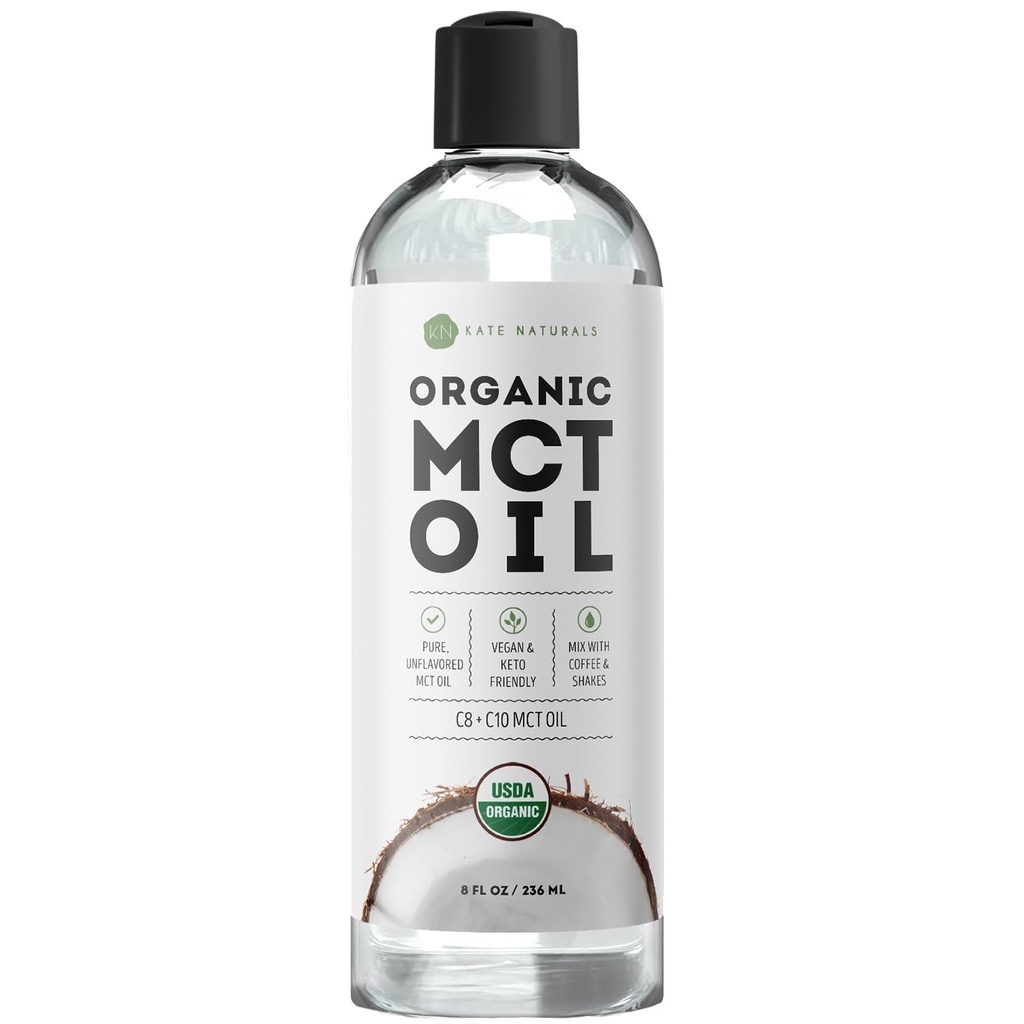 Kate Naturals MCT Oil for Coffee. Cacahuete puro MCT C8 y C10 Oil (8oz, Orgánico, Desflavorado)
