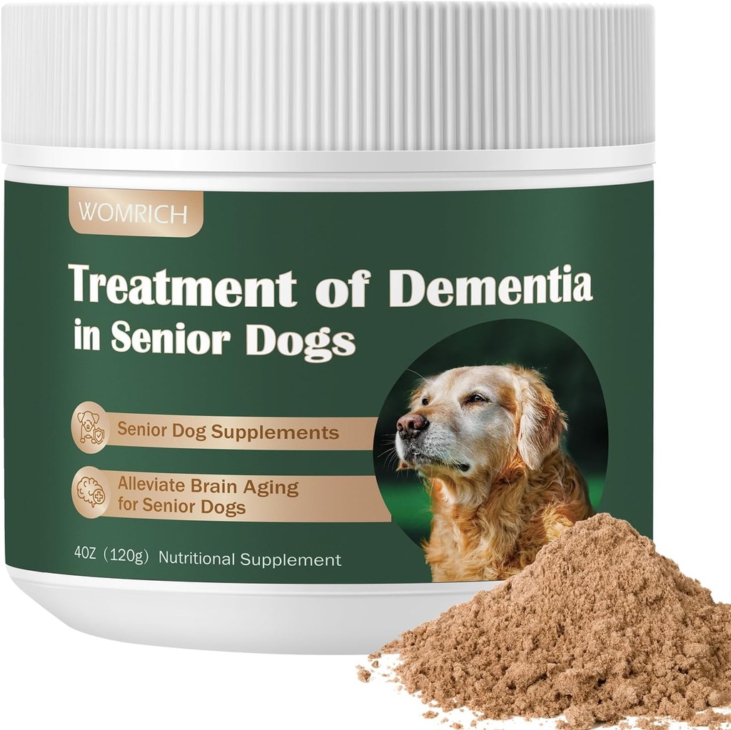 Suplementos de perros mayores Perros Demencia Suplemento Mushroom Polvo para Perros 120g ¦ Suplemento Cognitivo para Perros Direcciones Perdiendo, Retirada Social ¦ Canine Cognitive Dysfunction