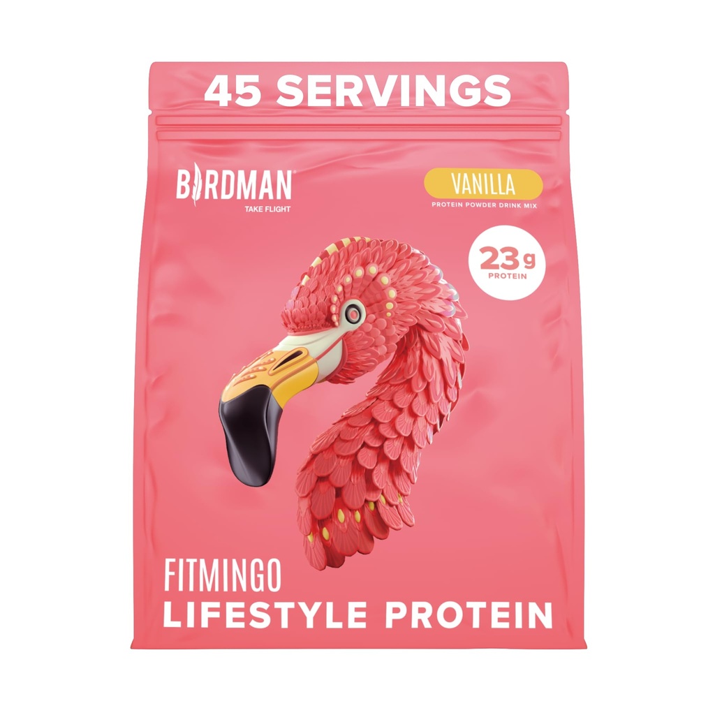 BIRDMAN Fitmingo Vegan Protein Powder con Inositol, Colagen Boosters, Acido Hialurónico y Vitaminas ANTE Bajo Carb, Dairy Free, Baja Calorie Ø 23g Planta Basada Blueberry Protein Polvo con Myo-Inositol