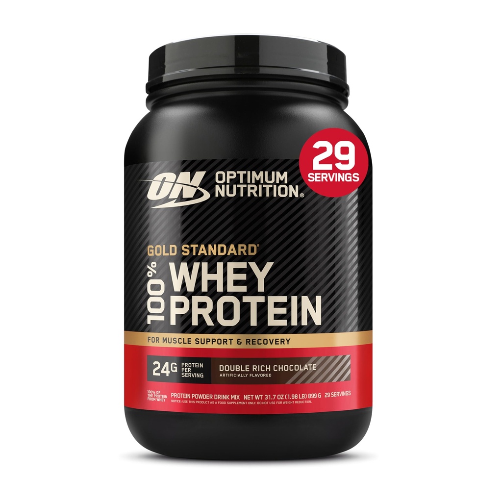 Optimum Nutrition Gold Standard 100% Whey Protein Powder, Double Rich Chocolate 1.98 Libra (Packaging May Vary)