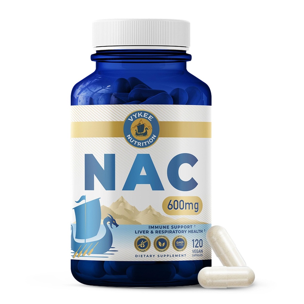 Vykee Nutrition NAC capsules 600 mg N Acetyl L Cysteine - Daily NAC Supplement for Liver Health Support and Immune Balance - Vegan Non-GMO - 120 cápsulas