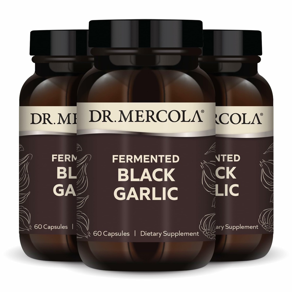Dr. Mercola Fermented Ajo Negro, 90 Servimientos (180 cápsulas), Suplemento dietético, Apoyo Salud Inmunitaria, No GMO