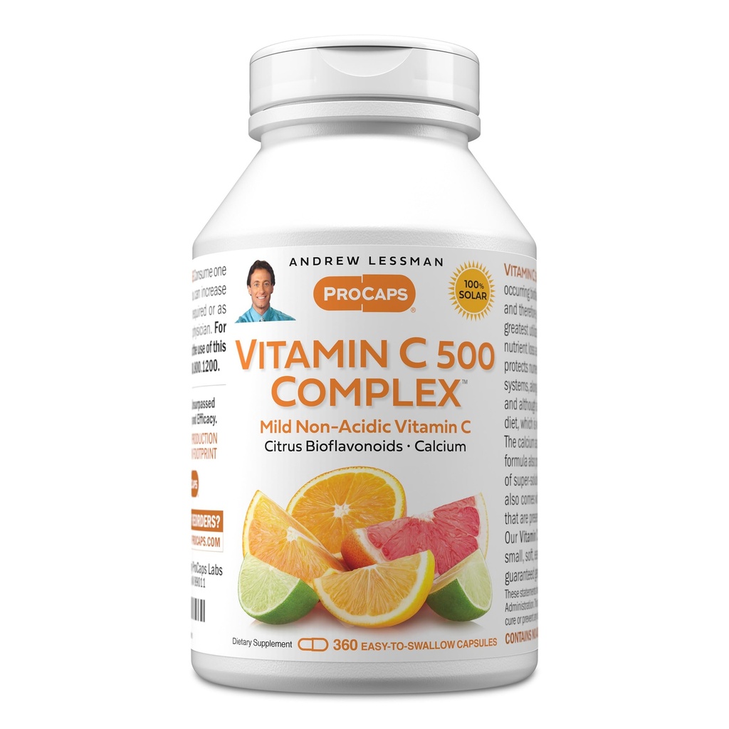 ANDREW LESSMAN Vitamin C 500 Complex 360 Capsules - Vitamina C Plus Citrus Bioflavonoides para Sistema Inmuno y Soporte Anti-Oxidante, No Stomach Upset, Small Easy to Swallow Capsules