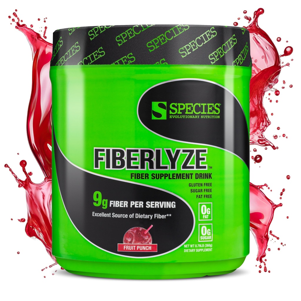 Especies Nutrición Fiberlyze Fiber Supplement, Psyllium Based Soluble & Insoluble Fiber Powder for Healthy Colon, Digestive Functions (Fruit Punch, 30 Servings)