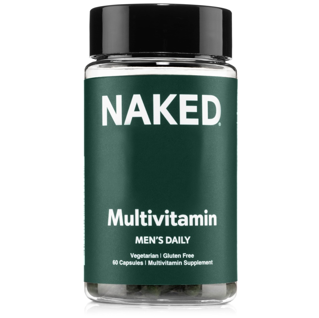 Multi de hombres desnudos – Multivitamínico diario para hombres – A, C, E, Selenium, Zinc, Fruit y Super Green Extractos y Más para Boost Immune Support – Vitaminas diarias libres de gluten y vegetarianas – 60 cápsulas