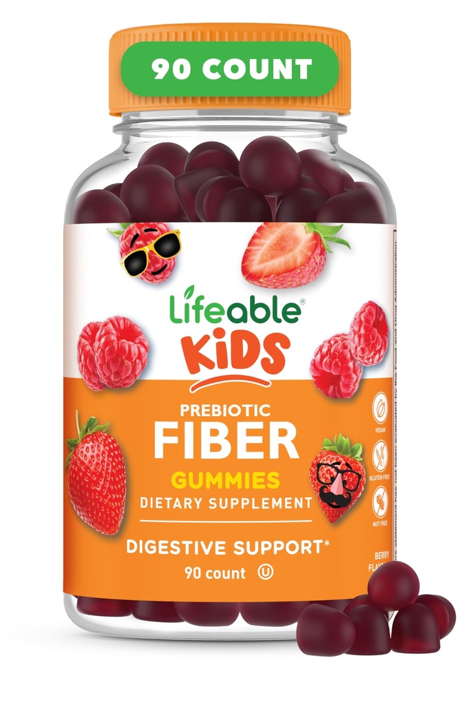 Gummies de fibra prebiótica vital para niños tóxicos para niños Fiber Gummies 5g tóxico Gran Tasting Suplementos de fibra para niños tuviste Gummies prebióticas para la salud digestiva.