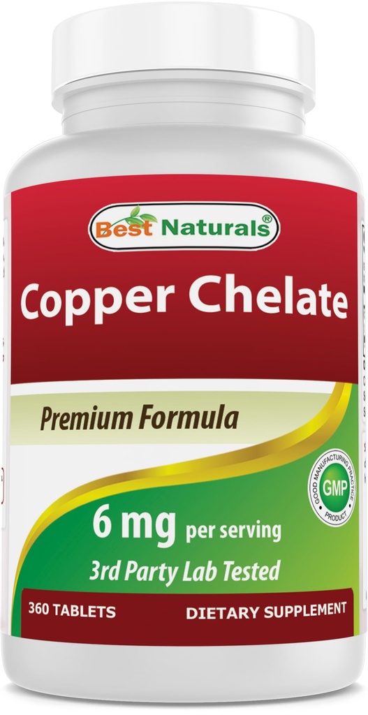 Mejores Naturales Cobre Chelate 6 mg por Serving- 360 Tablets