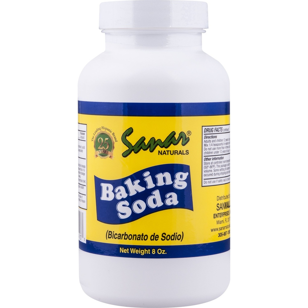 Sanar Naturals Baking Soda, 8 oz - For Digestive Support as Antacid, Baking, Cleaning, Deodorizing, &amp; More