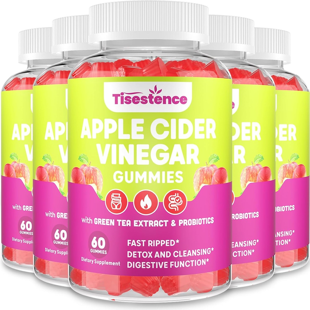 Madre Manzana Vinagre Gummies, Keto ACV Gummies 2000MG - Cleanse & Detox Diet, Max Strength ACV Gummies with Green Tea, Raspberry, B12 y Probiotics for Metabolism & Digestive Health, Packs of 5