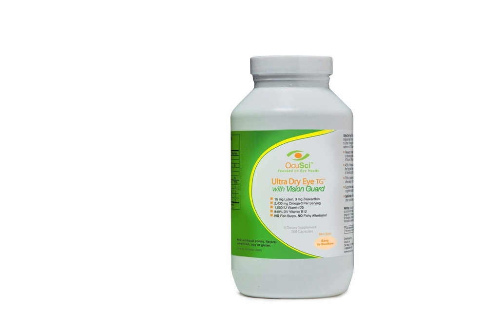 Formulado para los ojos secos - 1700mg Triglyceride Omega-3 + EPA & DHA, Lutein,Zeaxanthin, B12, D3-60 Servings (Ultra Dry Eye, UDEVG - 1 Mes Media Size)