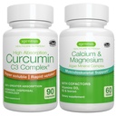 Complejo de Algae Calcium &amp; Magnesium + Complejo de Curcumina de Alta Absorción C3, Bundle Vegan para Huesos, Juntas " Recuperación del Ejercicio, por Igennus