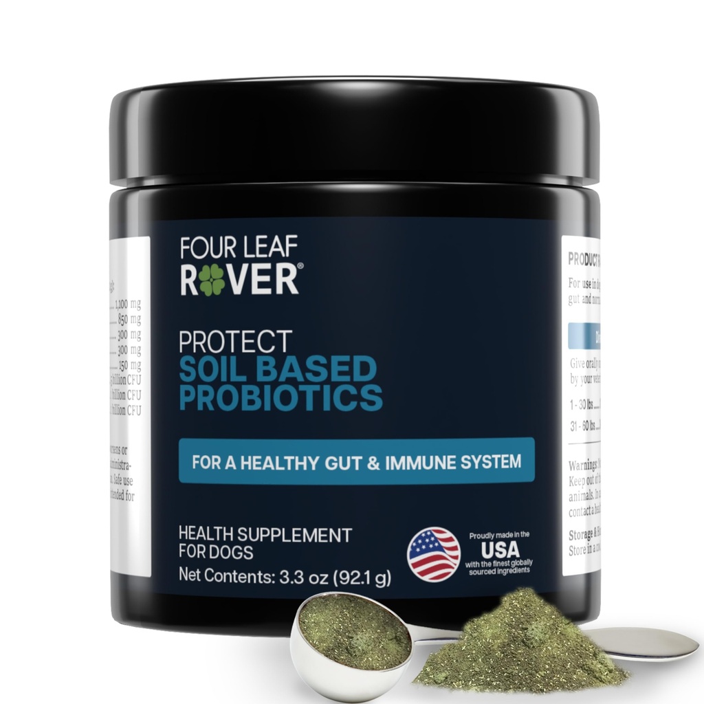 Proteger cuatro palancas - Probióticos para perros - Fórmula veterinaria - con Prebióticos Naturales y Antioxidantes - Detoxificación " Salud Gut - Fuente de perros de 30 días