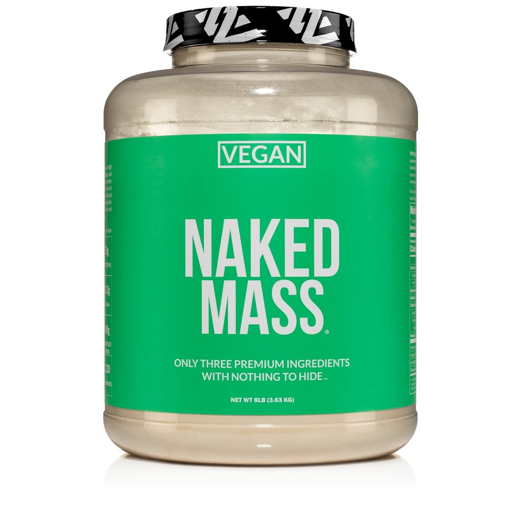 NAKED Vegan Mass - Natural Vegan Weight Gainer Protein Powder - 1.230 Calories, Non-GMO, Soy &amp; Gluten Free, No Artificial Ingredients - 8LB Bulk - 11 Servings