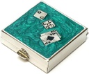 9339 Cuadrícula pequeña cuadrada Organizador Aqua Green Silver Dice &amp; Cards Women Travel Pill Case Purse Pocket Container Daily Portable Medicine Vitamin Box Suplemento Mini Almacenamiento