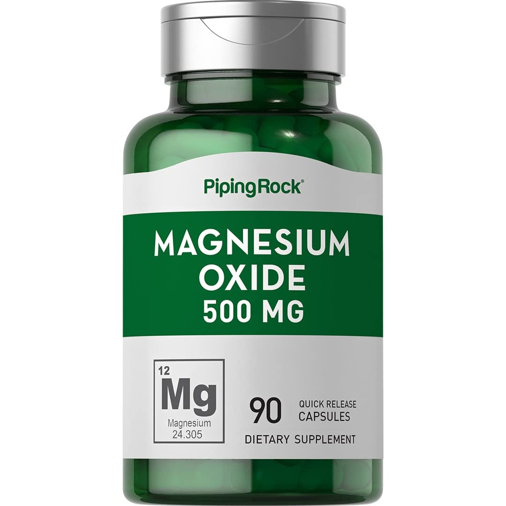 Piping Rock Magnesium Oxide 500mg Capsules Silencio 90 Conde ← Non-GMO, Gluten Free Supplement
