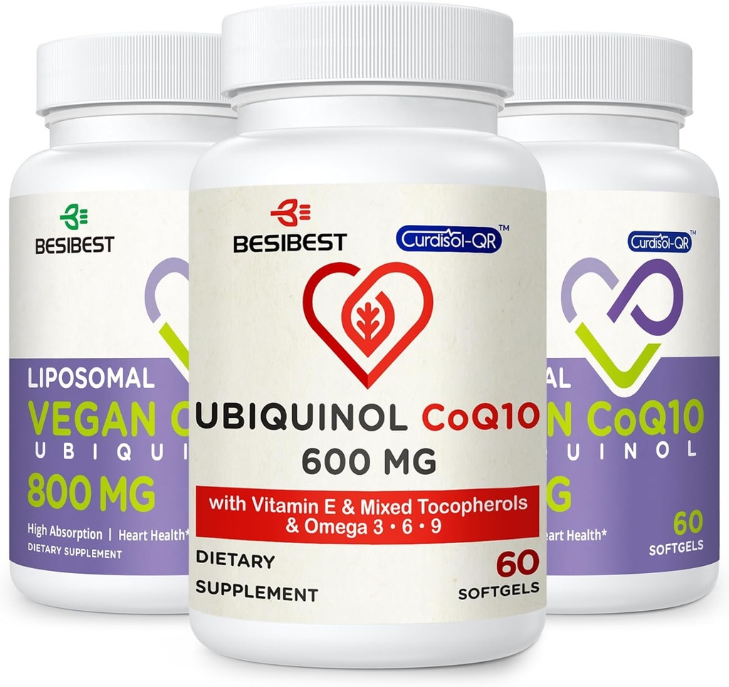CoQ10 600mg 1PCS Bundle con 800mg Liposomal CoQ10 Ubiquinol Suplemento 2PCS