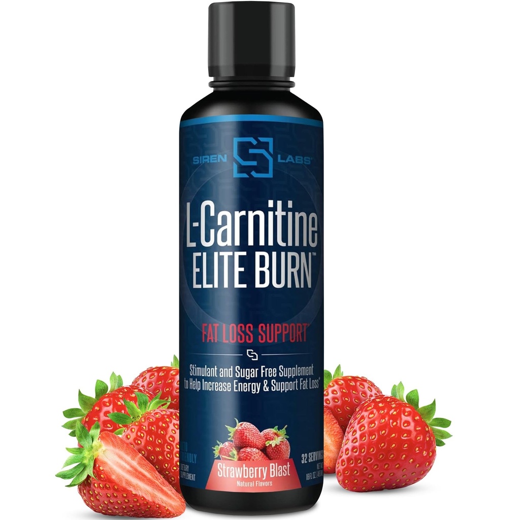 L-Carnitina Elite Burn Liquid Keto Fat Burner y Metabolism Activador - Fat Loss Support Keto Friendly Weight Pérdida Aumentar Energía - Estimulante Gratis - Strawberry Blast 3000mg (32 Servimientos)