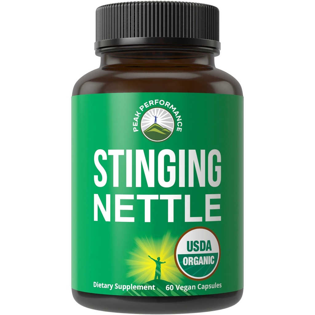 USDA Organic Stinginging Nettle Vegan Capsules Made with Stinging Nettle Leaf Powder for Prostate, Hair Growth, Allergy. Mejor que Root o Seed Extract. Tablas de suplemento de hierbas de base vegetal, 60 pastillas