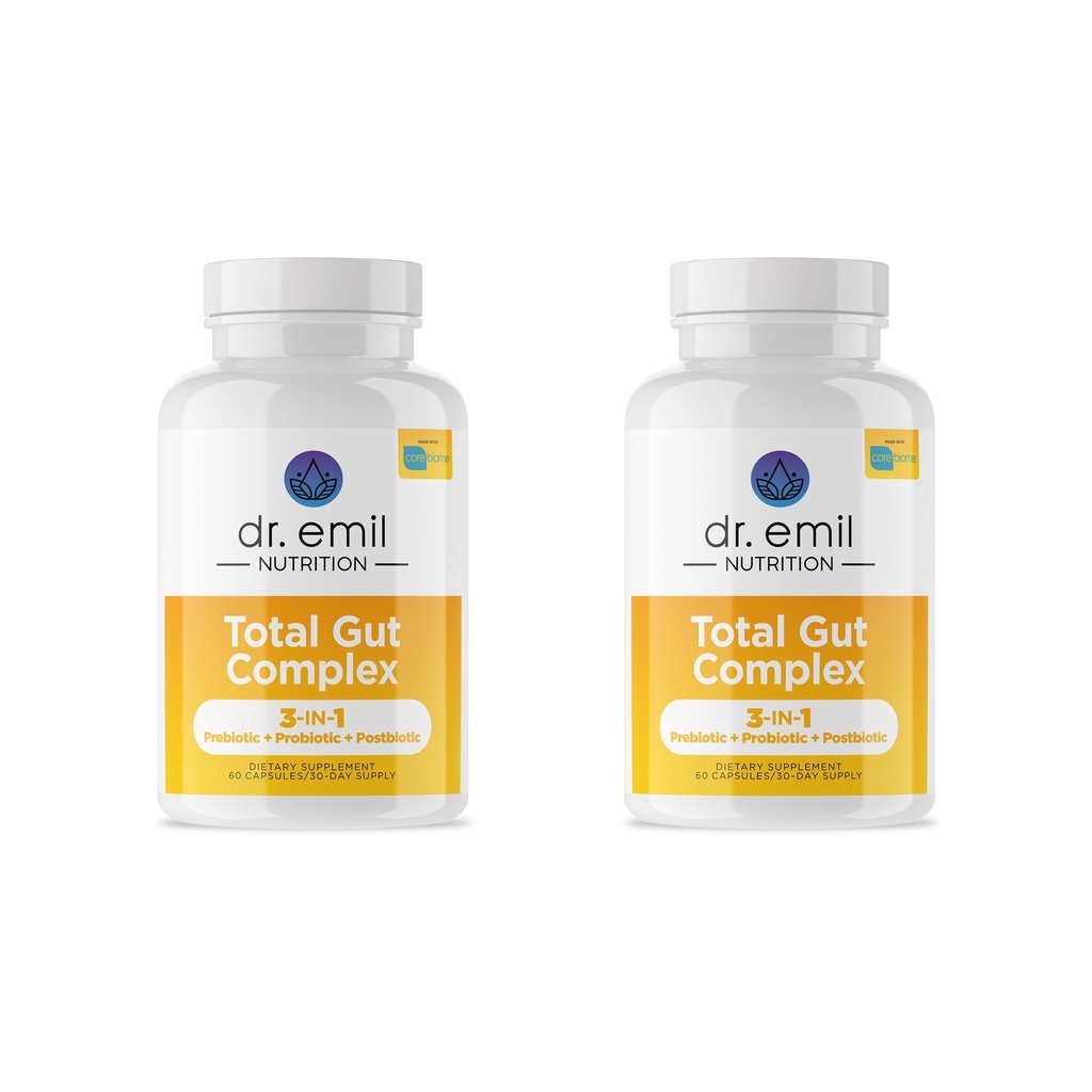 DR. EMIL NUTRITION Total Gut Health Complex - Prebiotic + Probiotic + Postbiotic Gut Health Supplements for Women and Men - Probiotics for Digestive Health & Gut Health, 120 Capsules