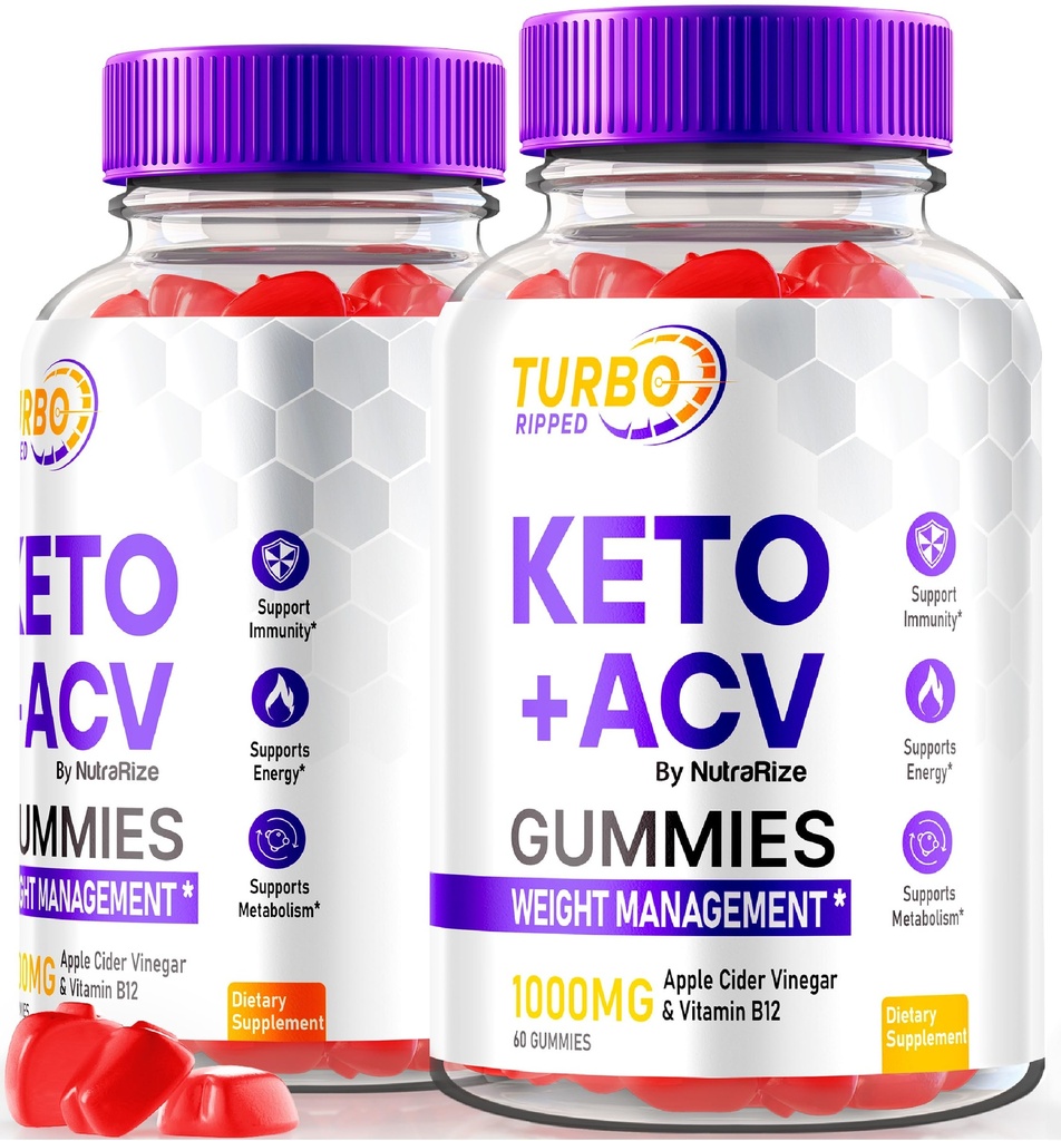 NutraRize (2 Pack) Turbo Ripped Keto ACV Gummies, TurboRipped Keto Gummies, Apple Cider Vinegar Suplemento, All Natural Keto+ACV, Premium Keto Plus ACV Gummy, Gomitas Reseñas (120 Gummies)