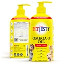 PetJesty Puro Omega 3 Aceite para perros &amp; gatos 26.39oz - Omega 3 piel " Coat Soporte- Alimento líquido para mascotas - mascota vegana + DHA para la función conjunta, Immune " Heart Health, Non Fish Oil Dog y Cat