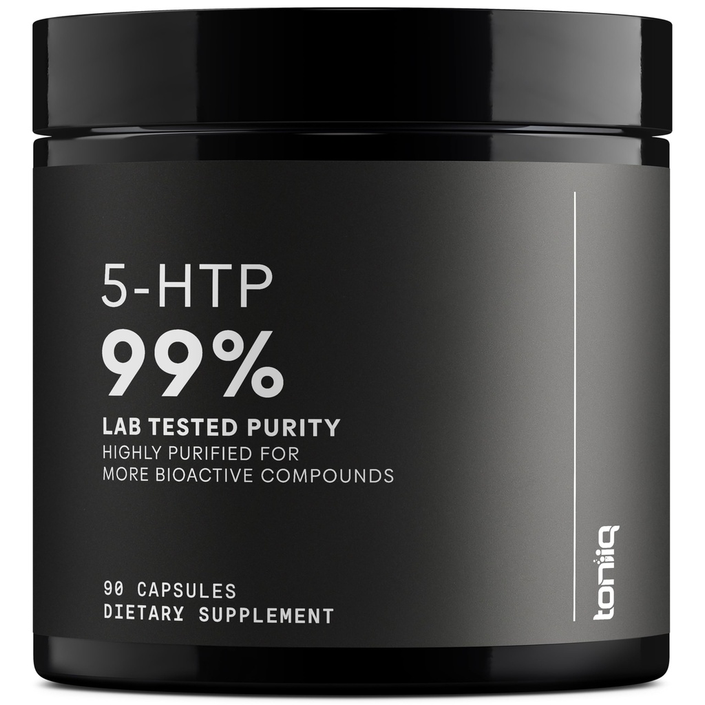Toniiq Ultra High Strength 5HTP cápsulas - 99% + Altamente purificado y biodisponible - 12:1 Extracto concentrado - 200mg - 90 cápsulas vegetales