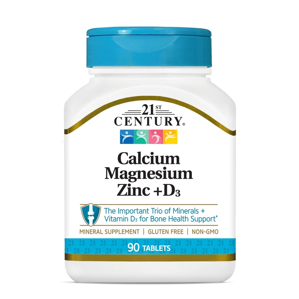 21st Century Cal Mag Zinc +D Tablets, 90 Cuenta (Pack of 2)