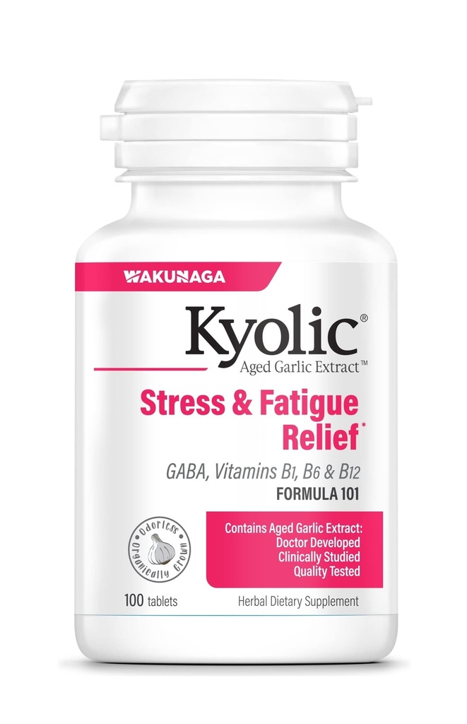 Extracto de ajo envejecido Kyolic Fórmula 101, Stress y Fatigue Relief, 100 Tablets.