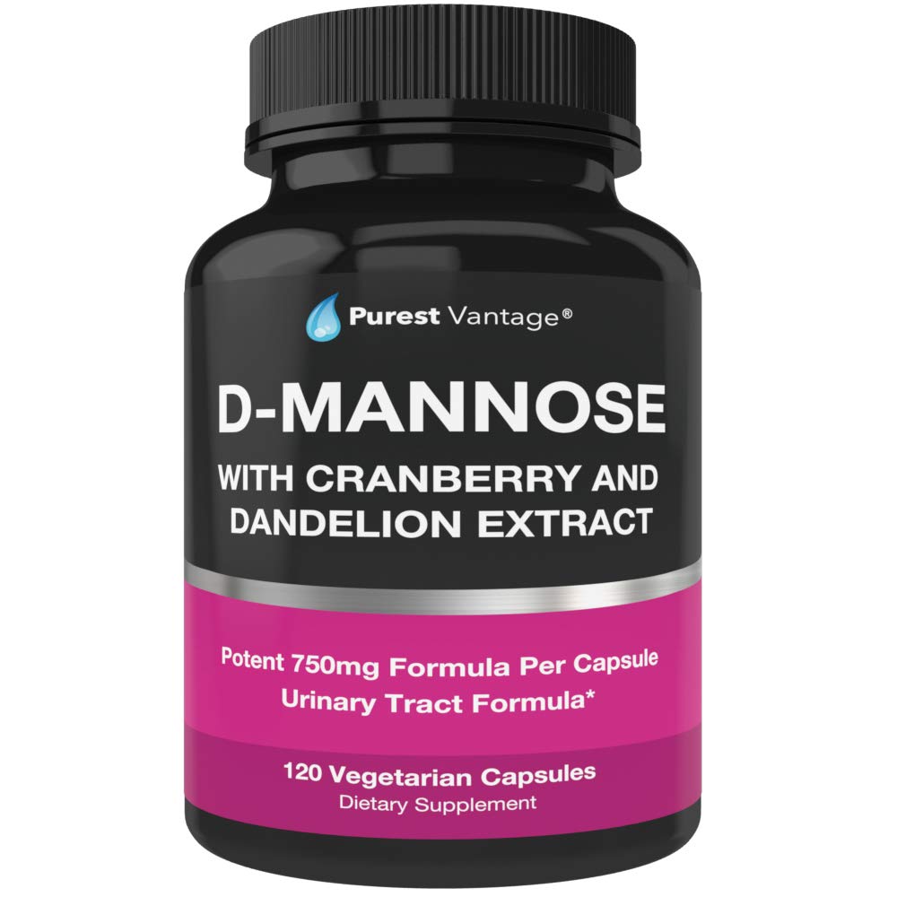 D Mannose Capsules con 600mg D-Mannose Powder Per Cap - con agregado Cranberry y Dandelion Extracto de Ayuda en la Vejiga, Urinary Tract y UTI Apoyo - 120 Veggie Caps