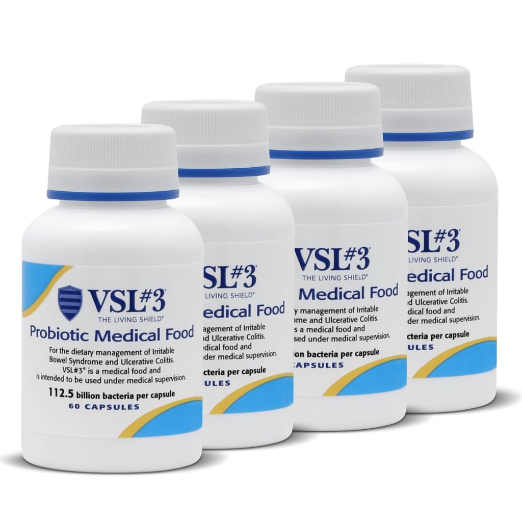 VSL #3® Probiotics for Digestive Health, IBS & UC Symptoms - 112.5B CFUs, High-Potency, Multi-Strain, Live, Refrigerated Probiotic, Medical Food for Gut Health Support in Men &amp; Women, 240 cápsulas