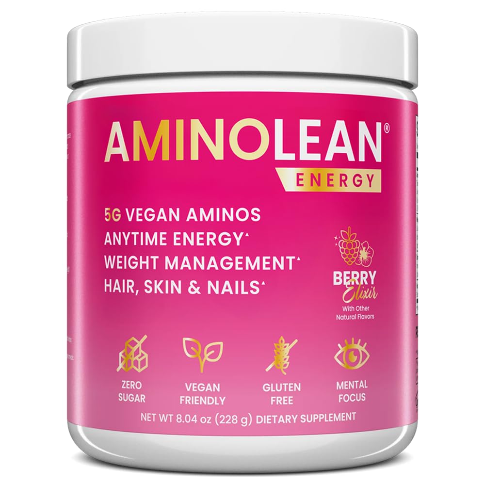 RSP NUTRITION AminoLean Pre Workout, Clean Energy with No Jitters, Tingles o Crash, Vegan Friendly with Añadido Biotin for Hair, Skin, Nails, Berry Elixir, 30 Servings