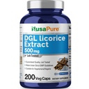 NusaPure DGL Licorice Extracto 500 mg 200 Veggie Capsules (Vegan,No-GMO)