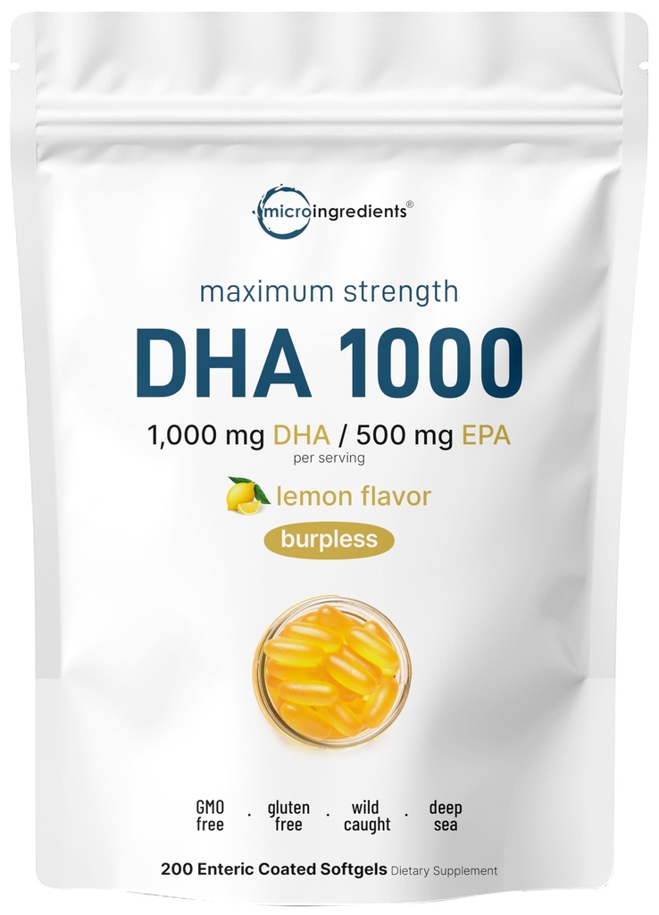 Omega 3 Fish Oil DHA Suplementos 1000mg con EPA 500mg, 200 Softgels – Lemon Flavored, Burpless (Enteric Coated) ANTE Deep Sea Fresh Fish, Wild Caught from Norwegian Waters ← Mercury Free