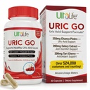 #1 URIC GO Uric Acid Cleanse Support Supplement for G.O.U.T - Natural Kidney Cleanse Detox Formula Chanca Piedra, Celery Seed, Tart Cherry, Cranberry, Pomegranate, Turmeric, Vegan Non-GMO 60 cápsulas