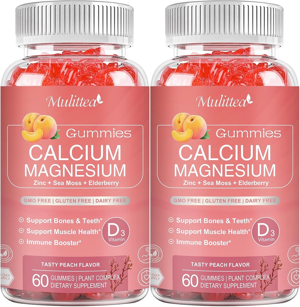 1200mg Gummies de calcio con D3,K2,Zinc - Complejo de plantas Suplemento de magnesio de calcio con Glycinate,Potasio,Vitamin C &amp; Whole Natural Food for Bone &amp; Immune Support- 120 Chewable Gummy Libre de azúcar