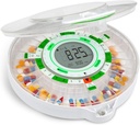 Dispensador automático de píldoras en vivo de 28 días con pantalla LCD actualizada, bloqueo clave, sonido " luz para las recetas, medicamentos, vitaminas, suplementos "