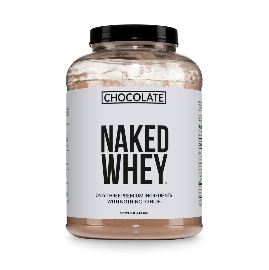 NAKED Whey Protein Suplemento Polvo, Chocolate, GMO Gratis, Soy Gratis, Gluten Free Aid Muscle Growth and Recovery 60 Servings, 5 Ib