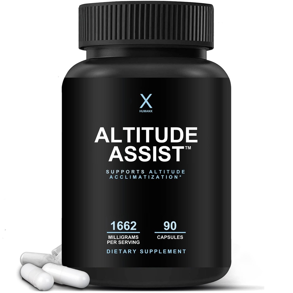 Altitude Assist - Prevención de la enfermedad de Altitud - Alivio para los Deportes de Montaña (Esquiar, Snowboarding, Escalada) - No GMO, Vegan, Keto - Fórmula para la Acclimación, Altitud Sickness Suplemento - por HumanX
